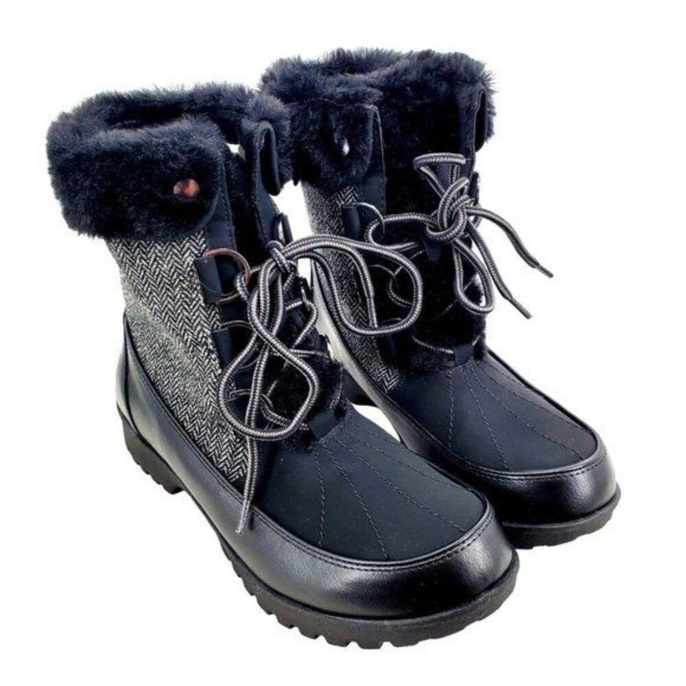 JBU Boots Woman's 10 Faux Fur Herringbone Weather Ready Southgate Lug Chunky